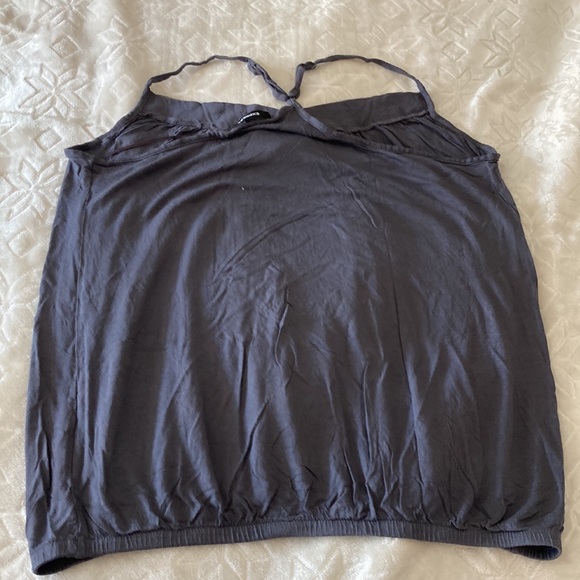 Express size medium grey adjustable strap halter “going out” top - Picture 6 of 7